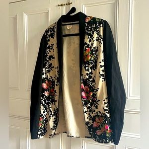 Urban Outfitters Cream and Floral Blazer with Black Sleeves